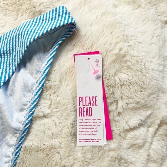Lilly Pulitzer Pico High Cut Bikini Bottom Cumulus Blue‎ Seersucker Stripe NWT - Picture 3 of 8